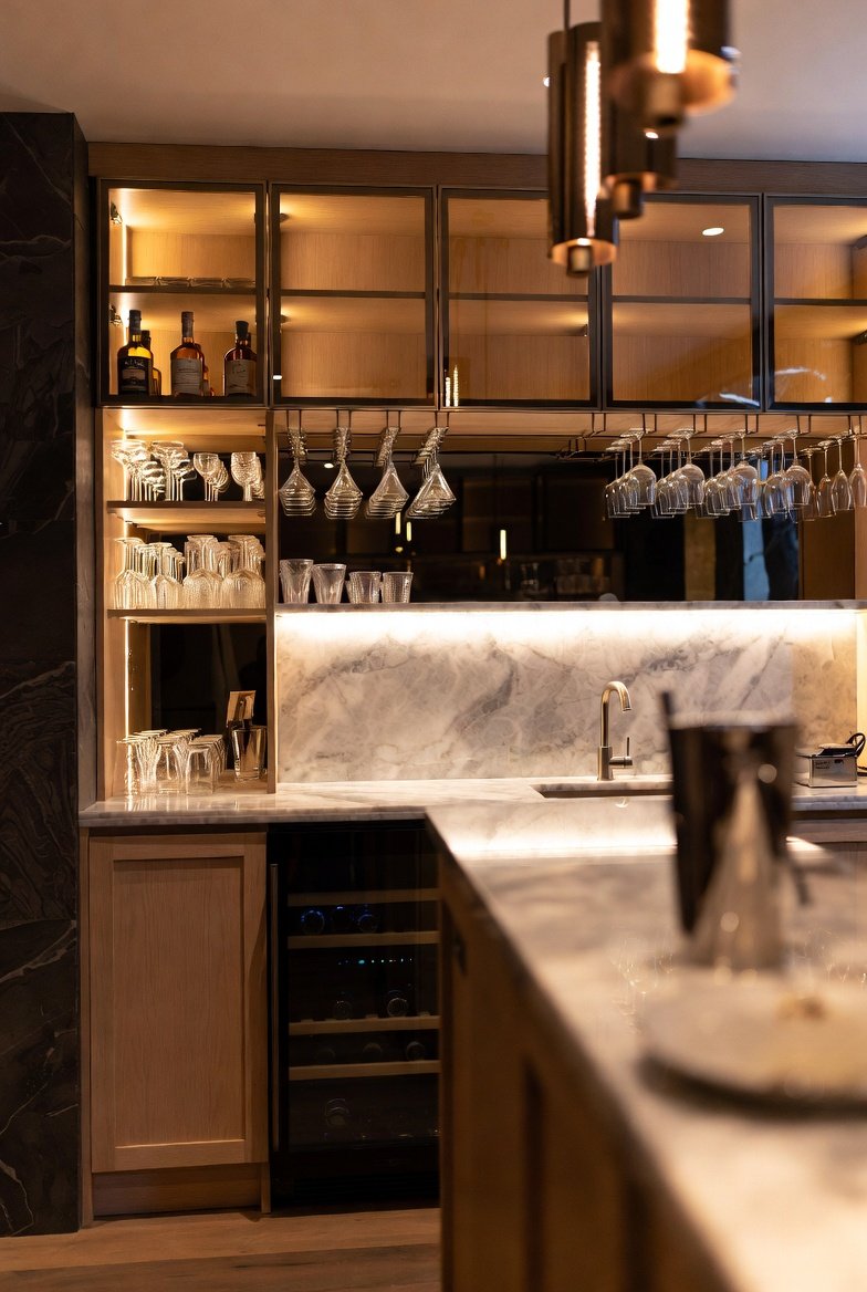 Private lounge commission custom cabinetry and bar millwork in Rosedale Toronto